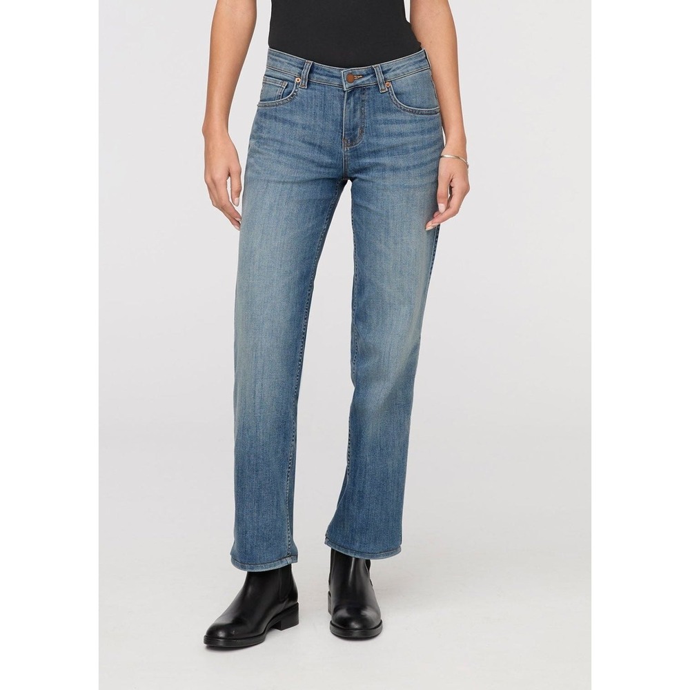 DU/ER Performance Denim Mid Rise Straight Leg Blue Jeans Womens 25x28